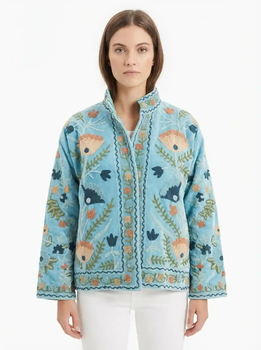 Giacche suzani donna in velluto ricamato, edizione limitata