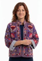 Giacca Donna in velluto con motivo floreale ricamato