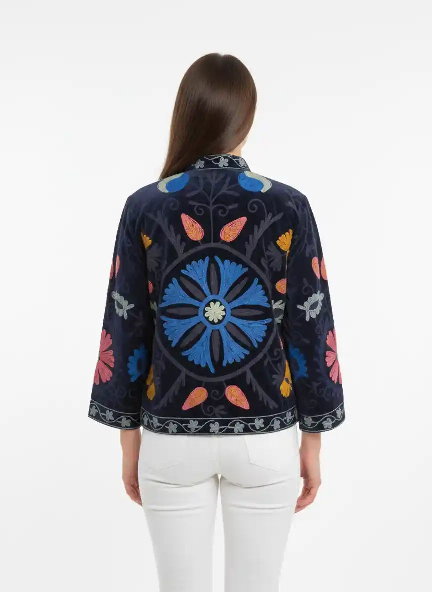 Giacca Suzani ricamata blu notte