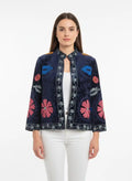 Giacca suzani velluto con ricami floreali, capo artigianale