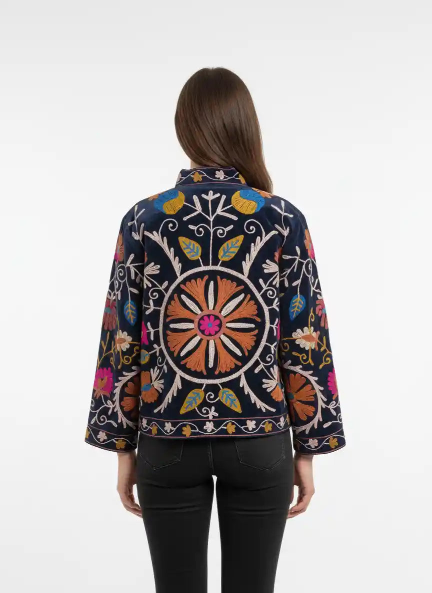 Giacca Donna Suzani in Velluto Blu