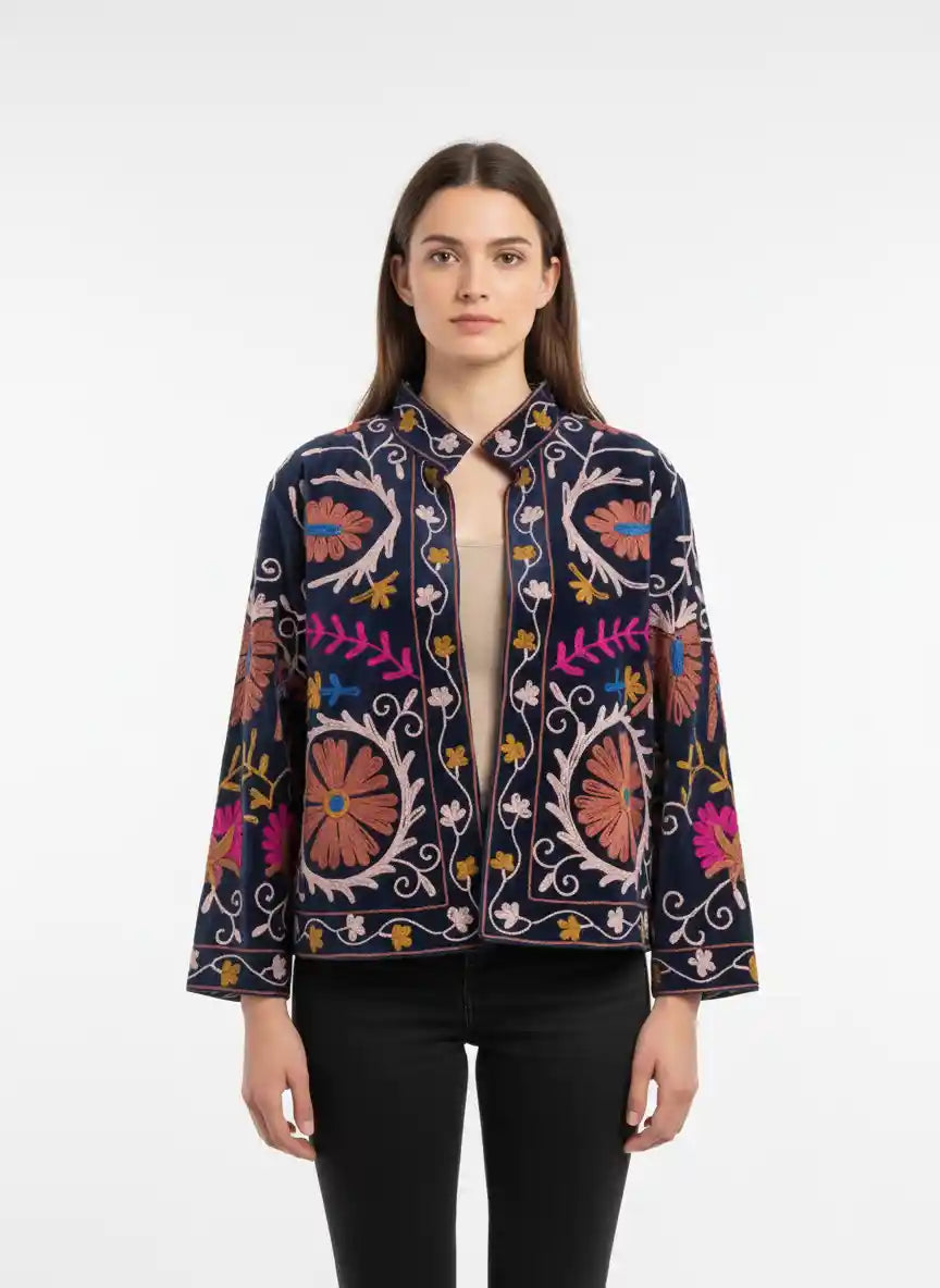 Giacca Donna Suzani in Velluto Blu
