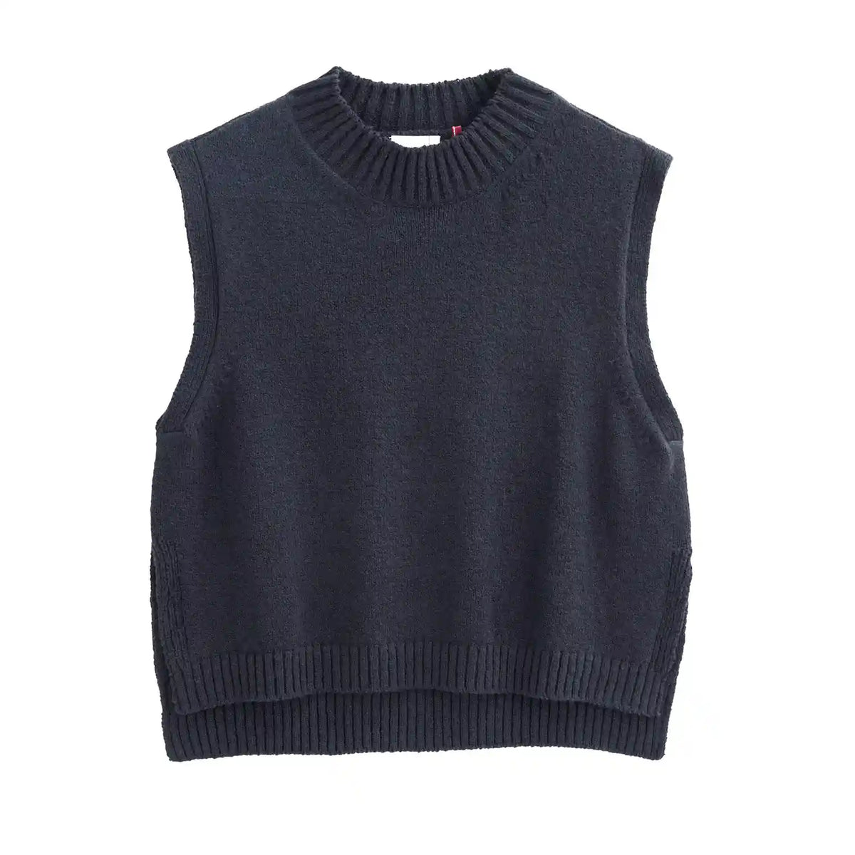 Gilet donna blu notte in cotone biologico GOTS con girocollo e linea morbida