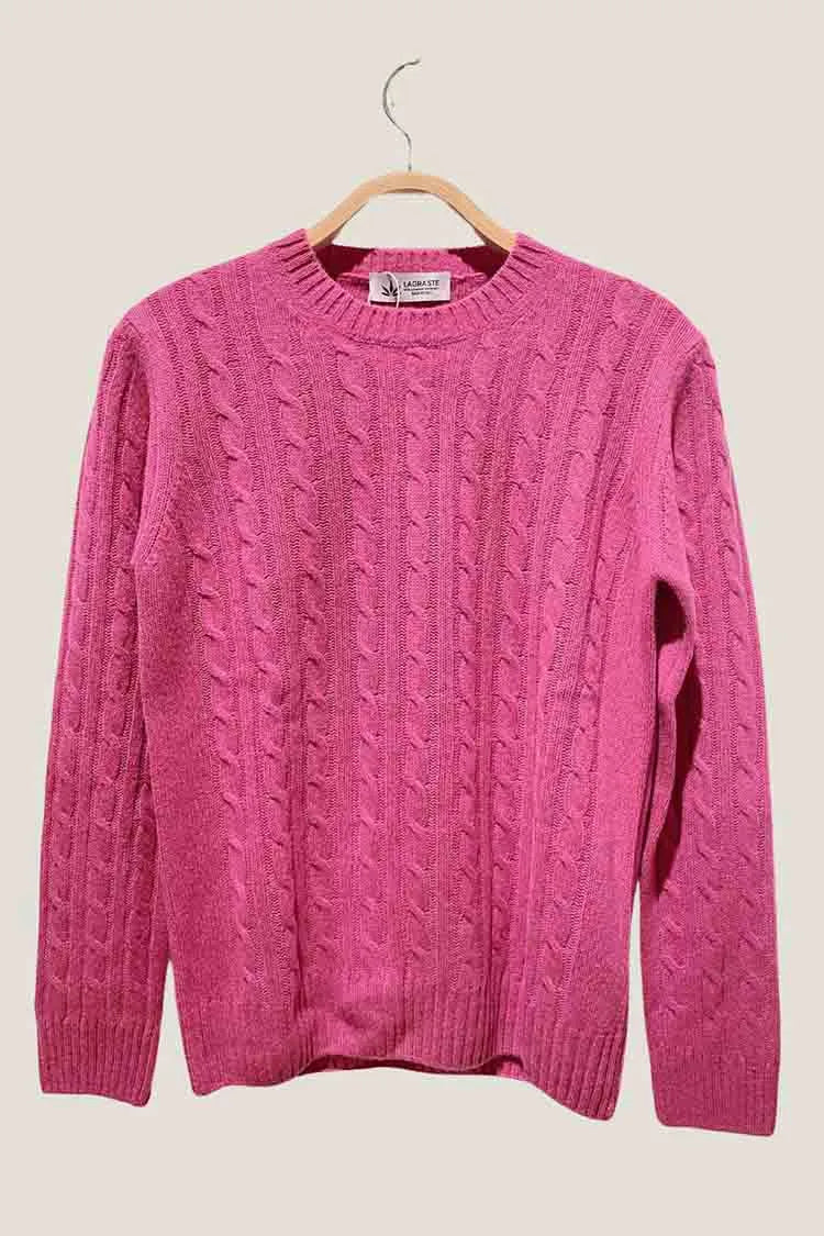 Maglione in Cashmere rigenerato Donna girocollo Fucsia