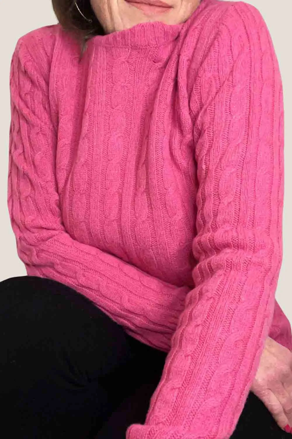 Maglione in Cashmere rigenerato Donna girocollo Fucsia