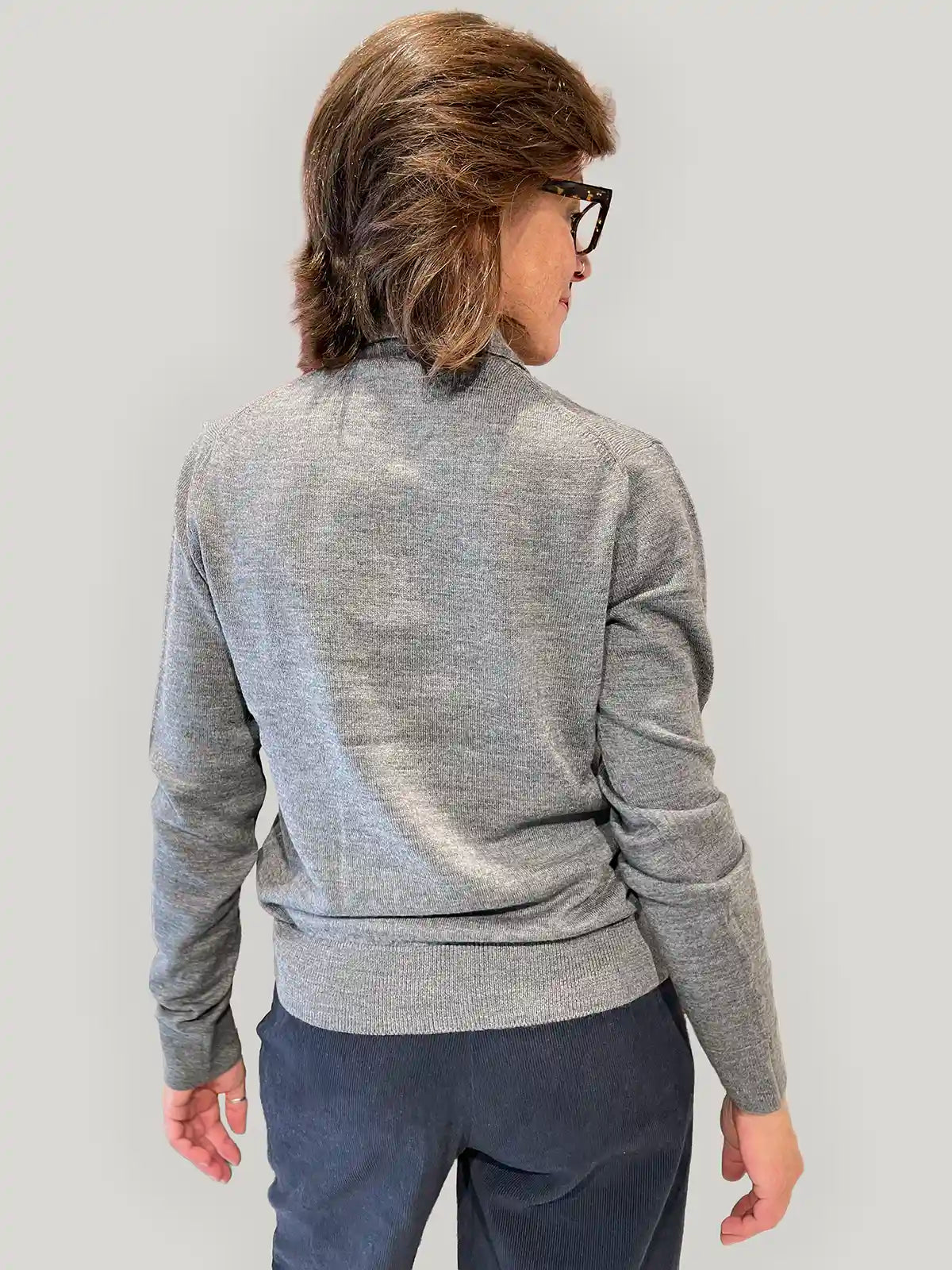 Polo Donna in Lana Merino con Bottoni – Grigio