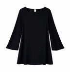 Abito maniche ampie viscosa EcoVero goffrato nero