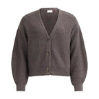 ardigan cotone bio scollo V 3 bottoni coste frontale