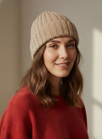 Cappello donna in cashmere beige