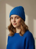 Cappello donna in cashmere blu elettrico