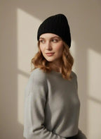 berretto in cashmere da donna color nero