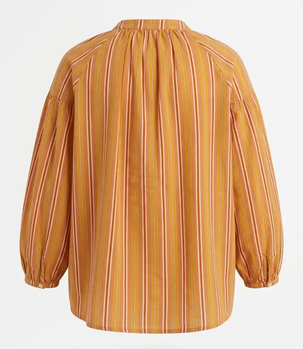 Blusa di cotone righe arancio terracotta