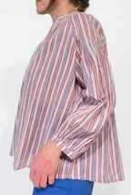 Blusa cotone righe manica palloncino