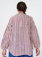 Blusa cotone righe manica palloncino