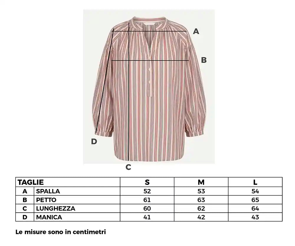 Blusa cotone righe manica palloncino