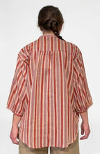 Blusa cotone righe nappine