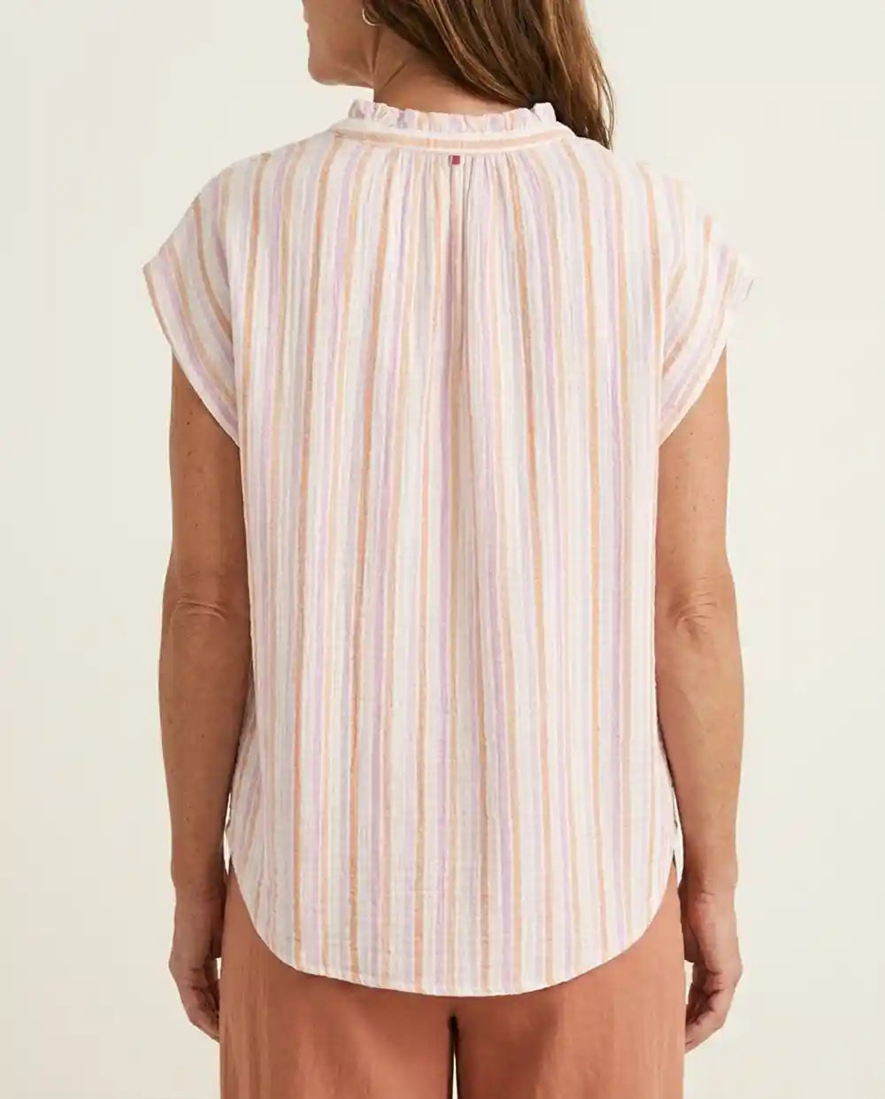Blusa a righe in mussola di cotone biologico