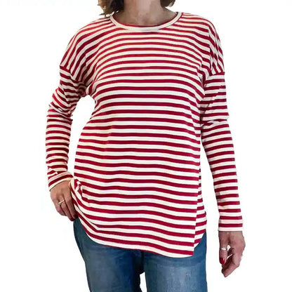 Abbigliamento naturale blusa donna a righe in Cotone organico