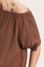 Blusa viscosa EcoVero off shoulder spalle scoperte