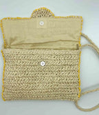 Borsa estiva a uncinetto in Rafia naturale con tracolla