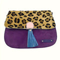 Borsa in pelle scamosciata con tracolla color viola