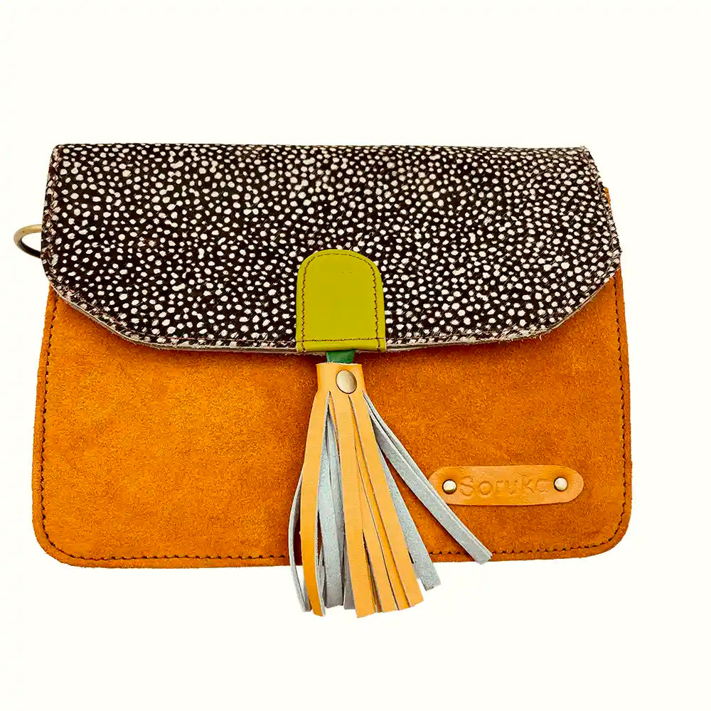 Borsetta arancione in pelle scamosciata