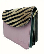 Borsa piccola Zebrata Glicine in pelle liscia con tracolla