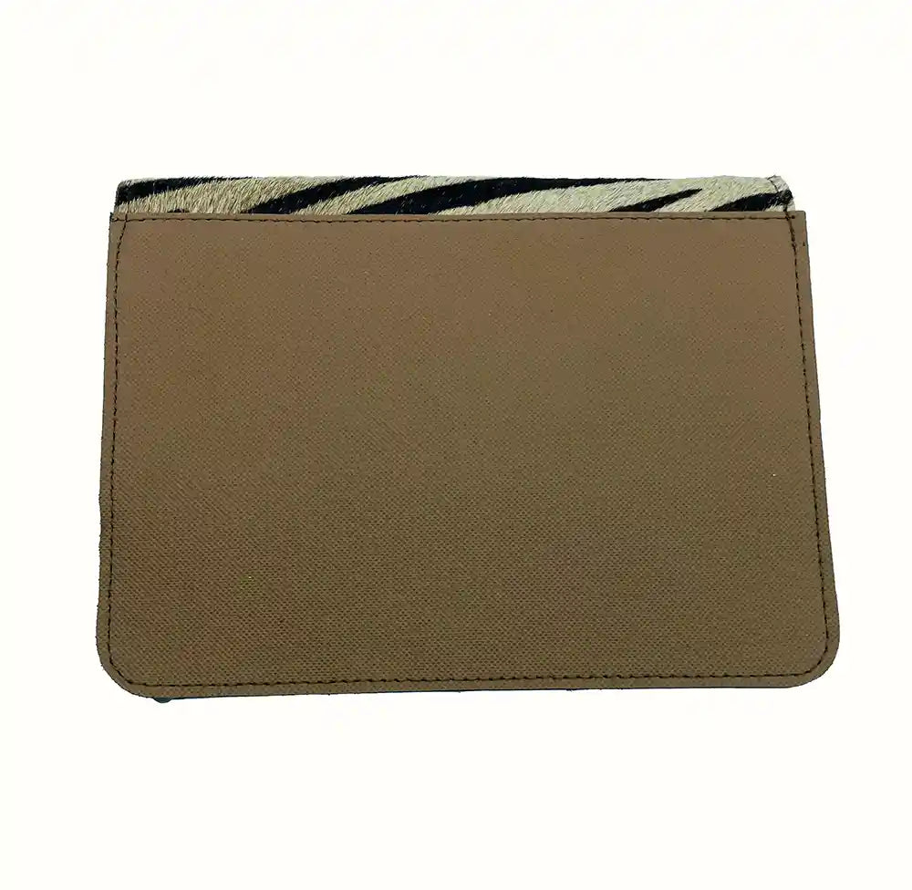 Borsa piccola Zebrata Glicine in pelle liscia con tracolla