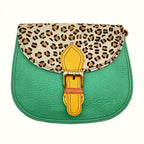 Borsetta in pelle liscia e animalier