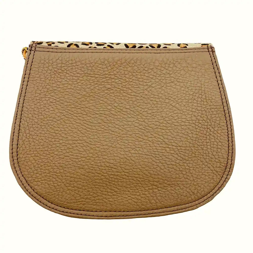 Borsetta in pelle liscia e animalier