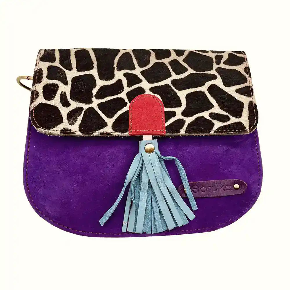 Borsetta viola in pelle scamosciata riciclata