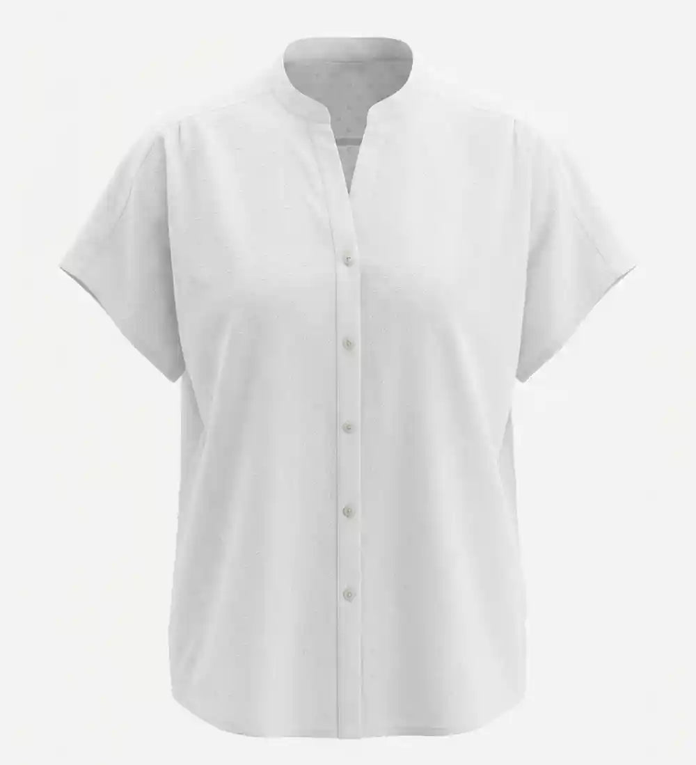 Camicia cotone jacquard bianca collo coreana