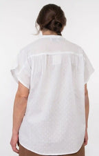 Camicia cotone jacquard bianca collo coreana