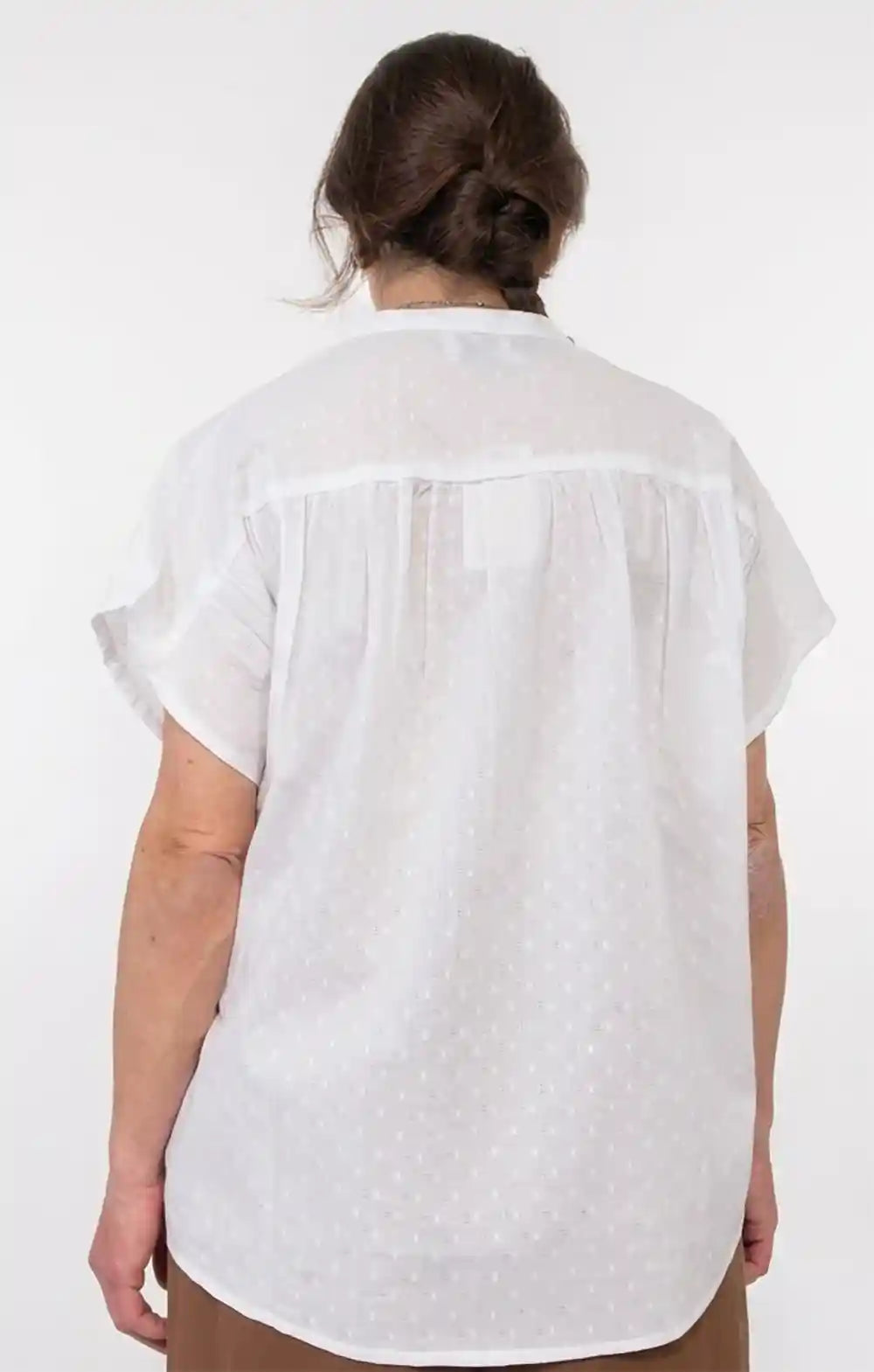 Camicia cotone jacquard bianca collo coreana