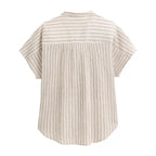 Camicia cotone biologico righe naturali maniche corte vista posteriore