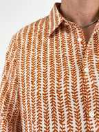Camicia cotone block print foglioline terracotta