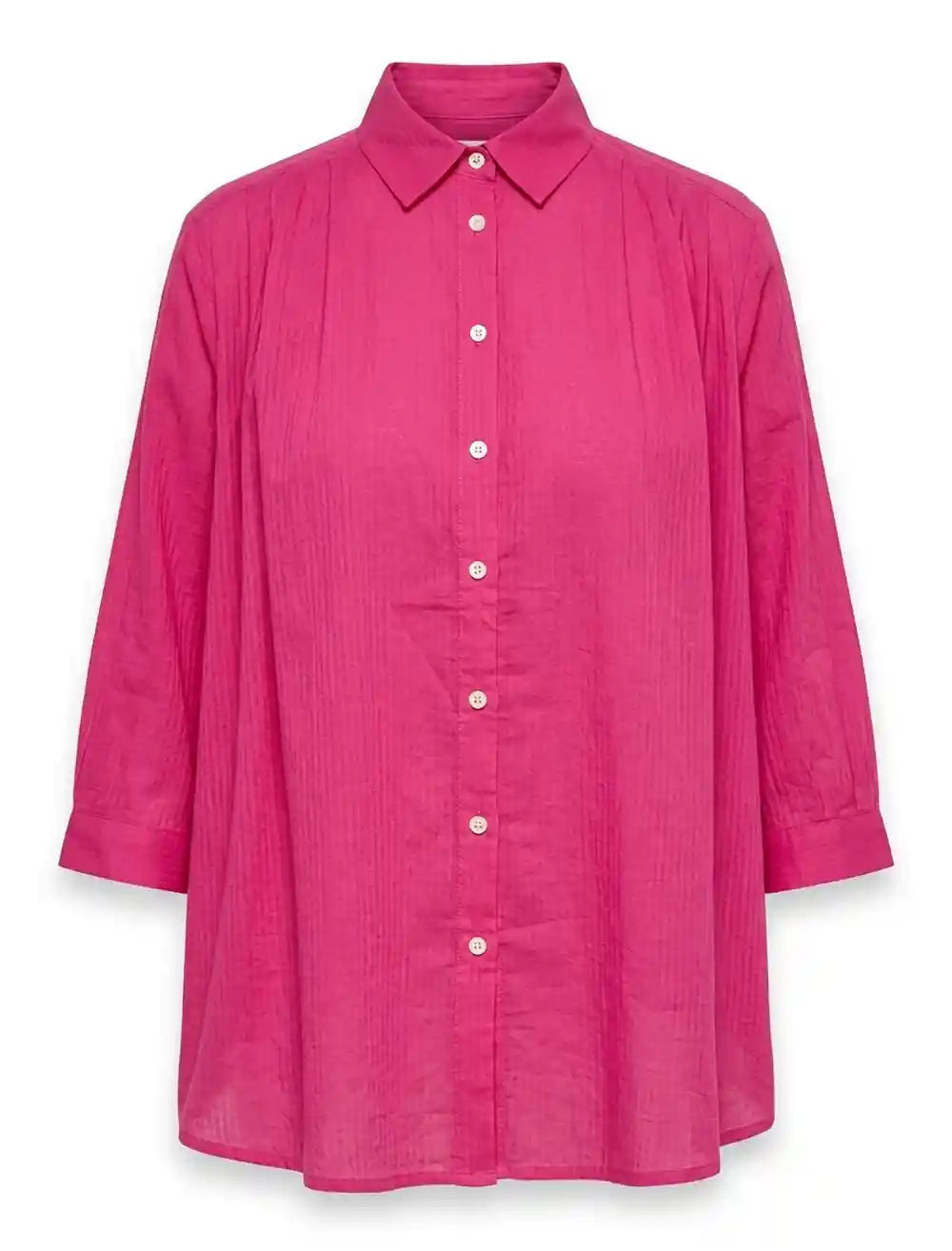Camicia cotone fucsia over manica 3/4