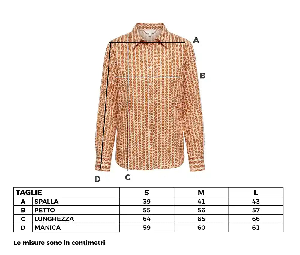 Camicia cotone block print foglioline terracotta
