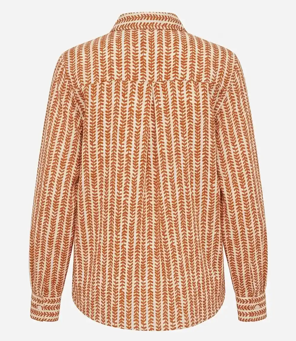Camicia cotone block print foglioline terracotta