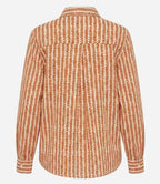 Camicia cotone block print foglioline terracotta