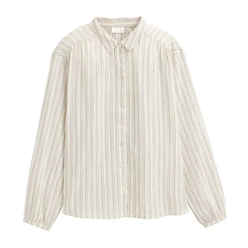 Camicia Donna in Mussola di Cotone Biologico GOTS - a Righe