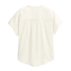 Camicia sostenibile cotone biologico bianca scollo coreano vista posteriore