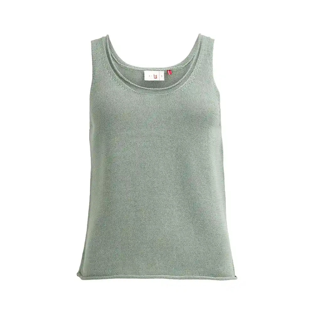 Canotta cotone bio verde salvia donna vista frontale senza maniche