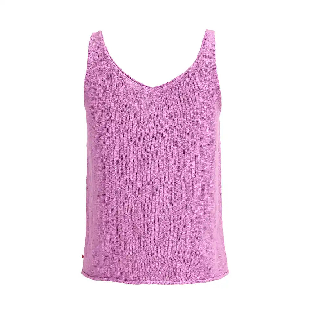 Top canotta in maglia di cotone biologico lilla