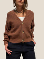 Cardigan Donna in caldo cotone marrone