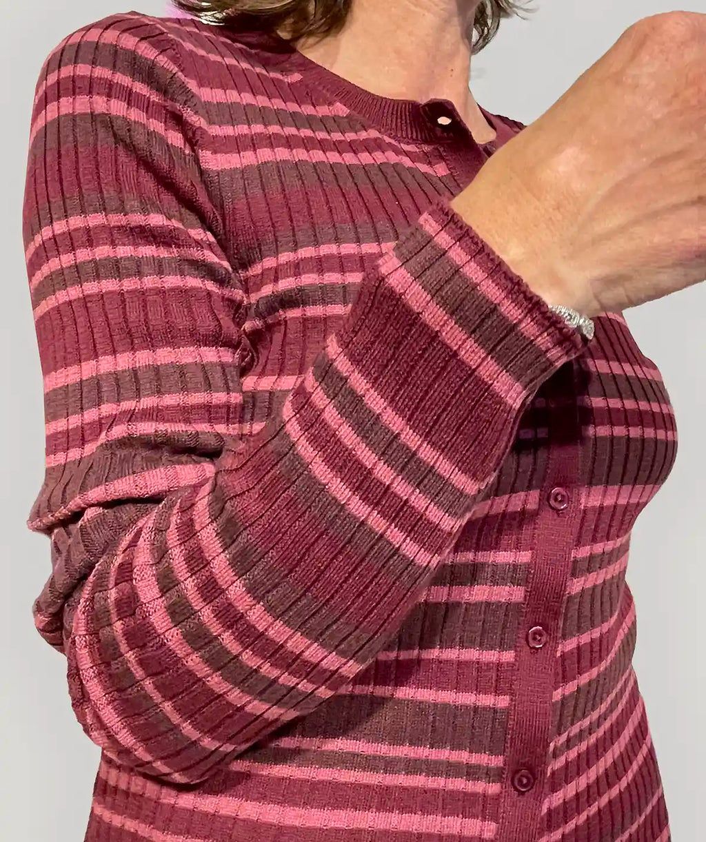Cardigan Donna a Righe in Cotone Biologico GOTS