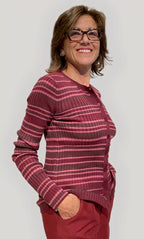 Cardigan Donna a Righe in Cotone Biologico GOTS