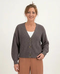 Cardigan donna cotone biologico scollo V tre bottoni maniche lunghe
