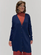 Cardigan Lungo in Lana Merino – Blu Navy