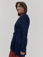 Cardigan Lungo in Lana Merino – Blu Navy